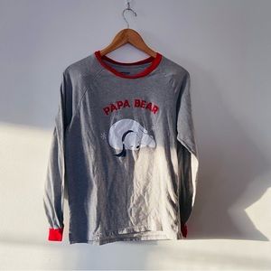 Joe Boxer men small grey “papa bear” long sleeve pj top